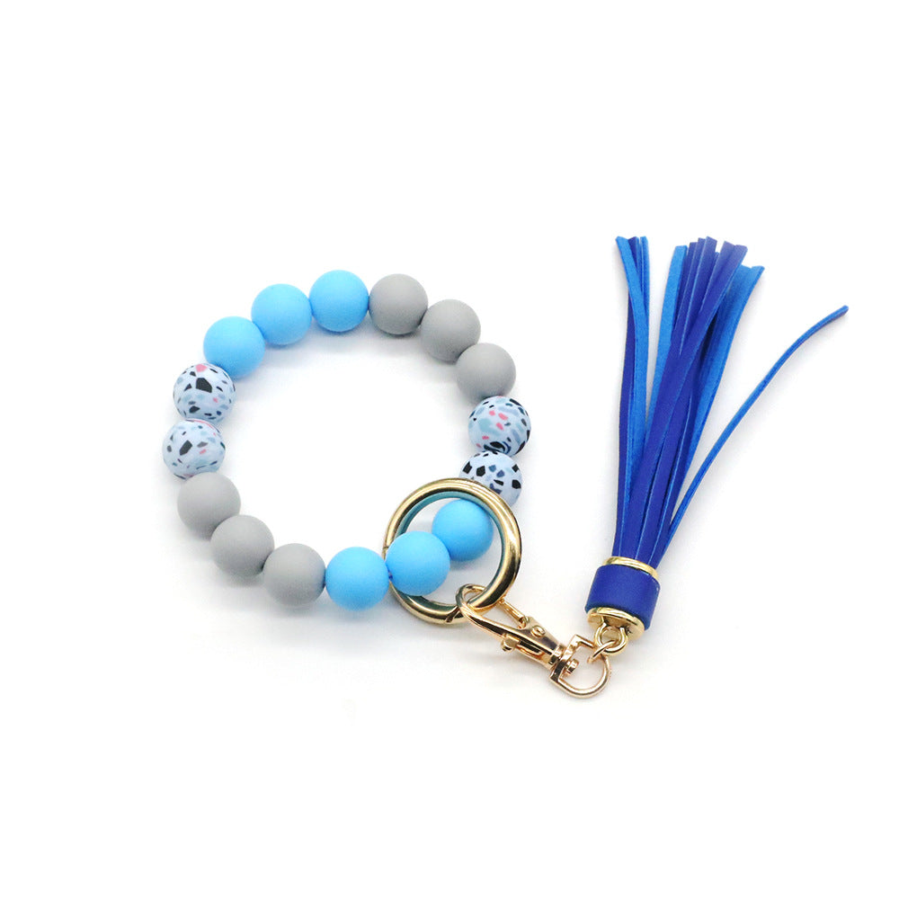 Wholesale Tassel Silicone Bead Bracelet Keychain